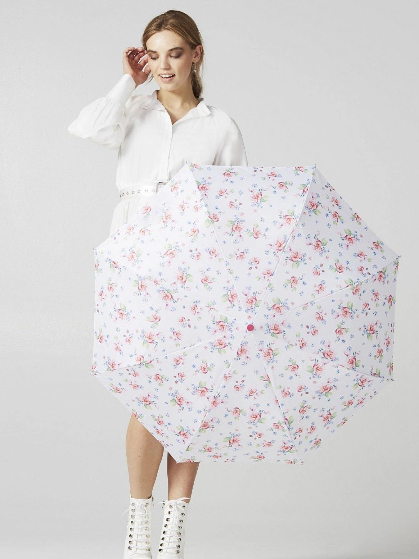 Fulton Watercolour Blossom Print Umbrella - Multi 4 Fulton Watercolour Blossom Print Umbrella - Multi - Image 2