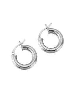 Seol + Gold Sterling Silver Thick 18mm Creole Hoop Earrings -RIVE IS Clothing Shop UZWZX SQ3 0000000035 SILVER SLd
