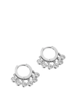 Seol + Gold Sterling Silver Cubic Zirconia Charm Drop Huggie Hoop Earrings