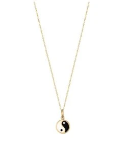 Seol + Gold 18ct Gold Plated Sterling Silver Enamel Yin Yang Adjustable Necklace
