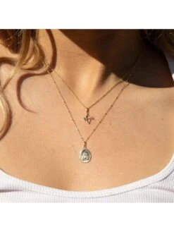 Seol + Gold 18ct Gold Plated Sterling Silver Oval Cherub Adjustable Necklace -RIVE IS Clothing Shop UZX2A SQ4 0000002256 YELLOW GOLD SLd1