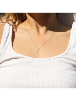 Seol + Gold 18ct Gold Plated Sterling Silver Horseshoe Adjustable Necklace -RIVE IS Clothing Shop UZX2X SQ4 0000002256 YELLOW GOLD SLd1