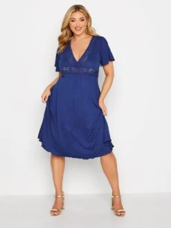 Yours Blue Crochet Detail Dress -RIVE IS Clothing Shop V24C5 SQ3 0000000020 BLUE MDo