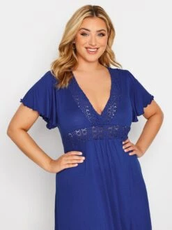 Yours Blue Crochet Detail Dress -RIVE IS Clothing Shop V24C5 SQ4 0000000020 BLUE MDd