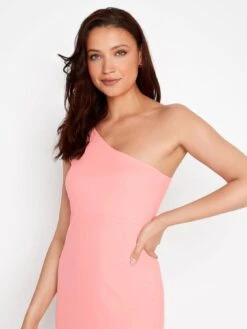 Long Tall Sally Coral One Shoulder Frill Dress -RIVE IS Clothing Shop V24HT SQ4 0000000198 ORANGE MDd