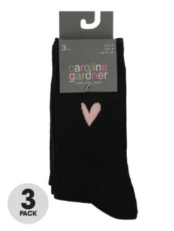 Caroline Gardner 3 Pack Plain Ankle Socks - Black