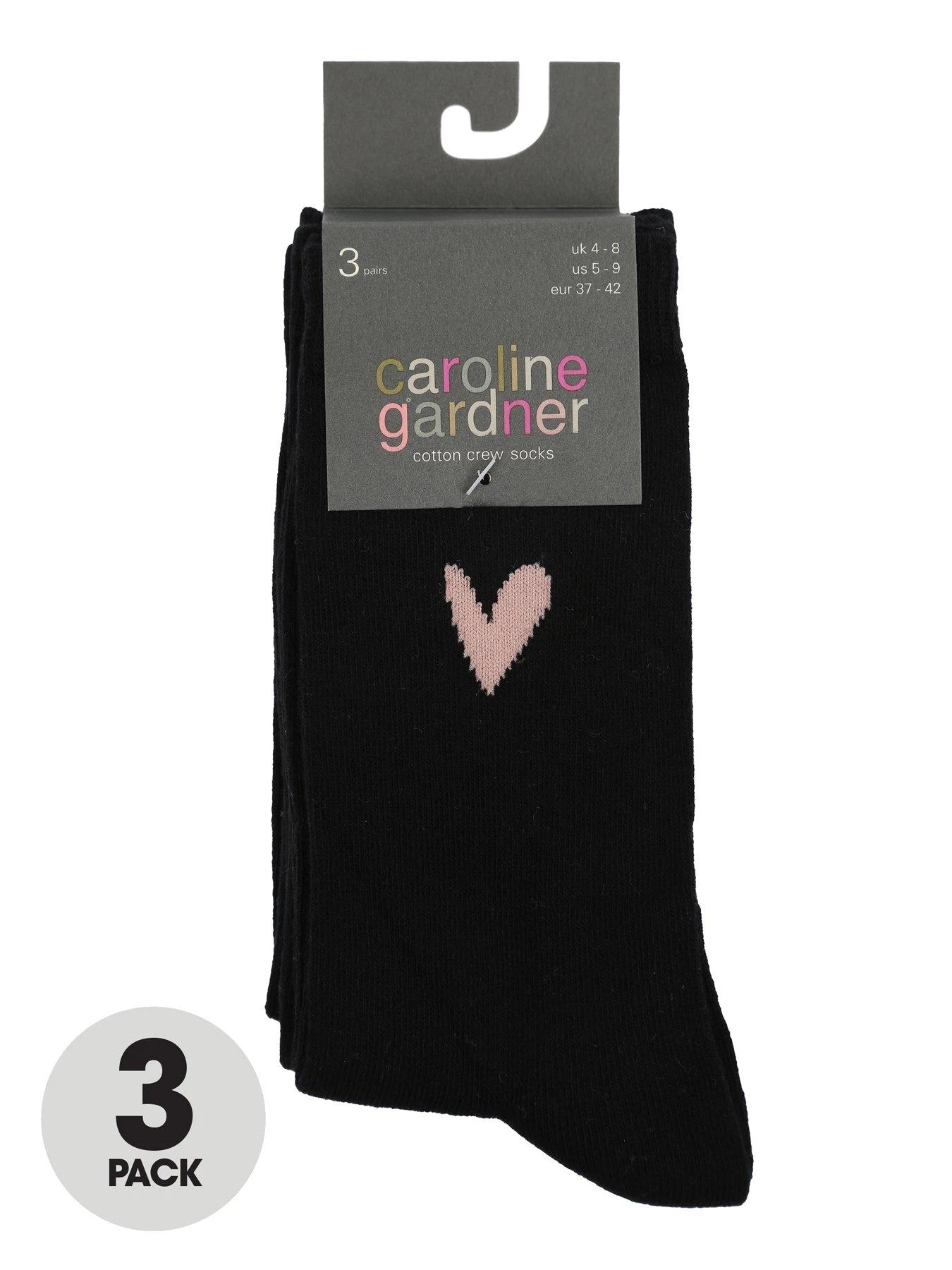 Caroline Gardner 3 Pack Plain Ankle Socks - Black 3 Caroline Gardner 3 Pack Plain Ankle Socks - Black