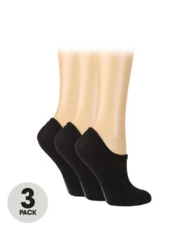 Glenmuir 3 Pack Sport Cushioned Bamboo Trainer Socks - Black