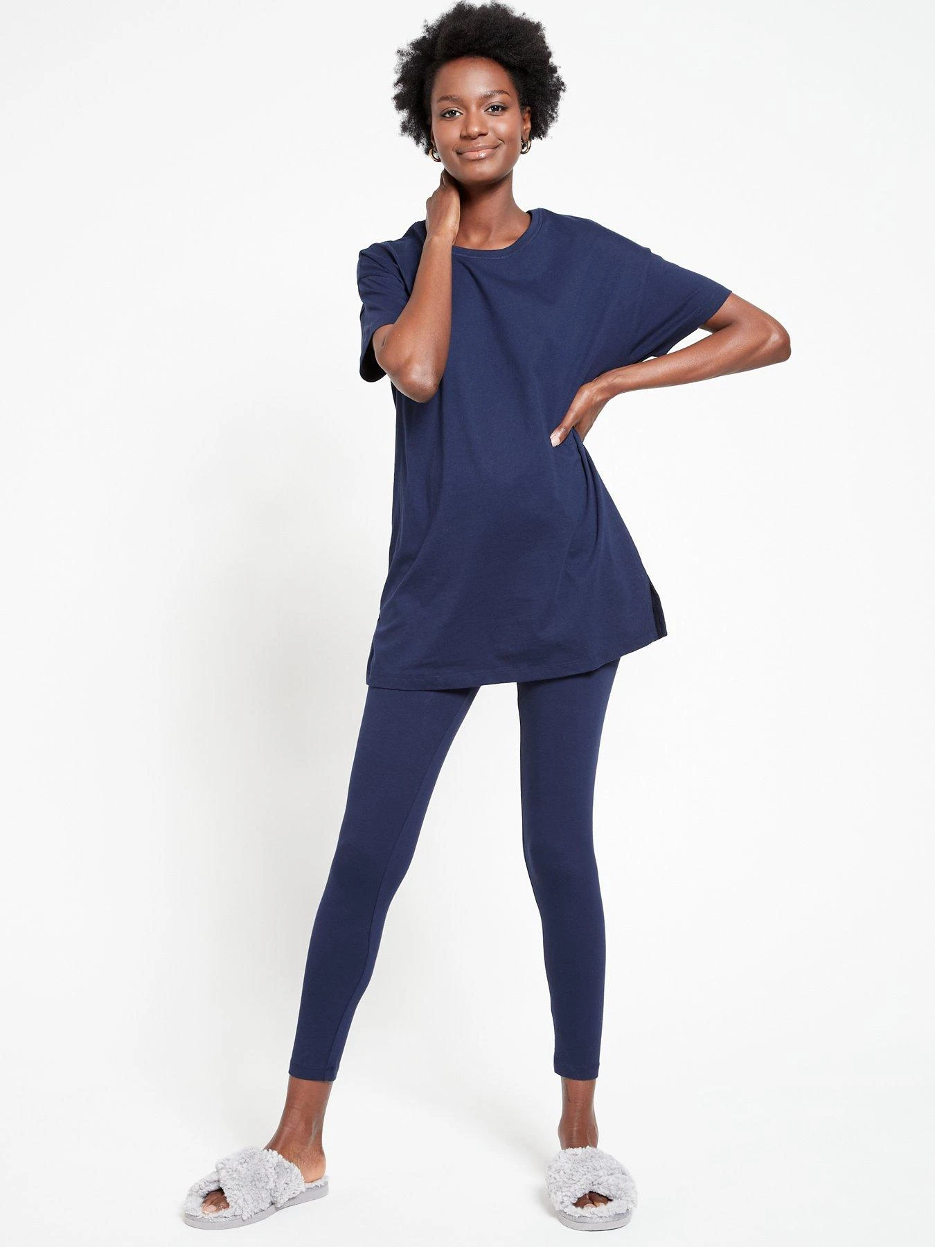 Everyday Longline T-shirt & Legging Lounge Pyjamas - Navy 3 Everyday Longline T-shirt & Legging Lounge Pyjamas - Navy