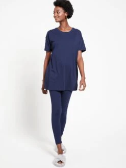 Everyday Longline T-shirt & Legging Lounge Pyjamas - Navy 10 Everyday Longline T-shirt & Legging Lounge Pyjamas - Navy -RIVE IS Clothing Shop V4E7C SQ3 0000000048 NAVY MDo