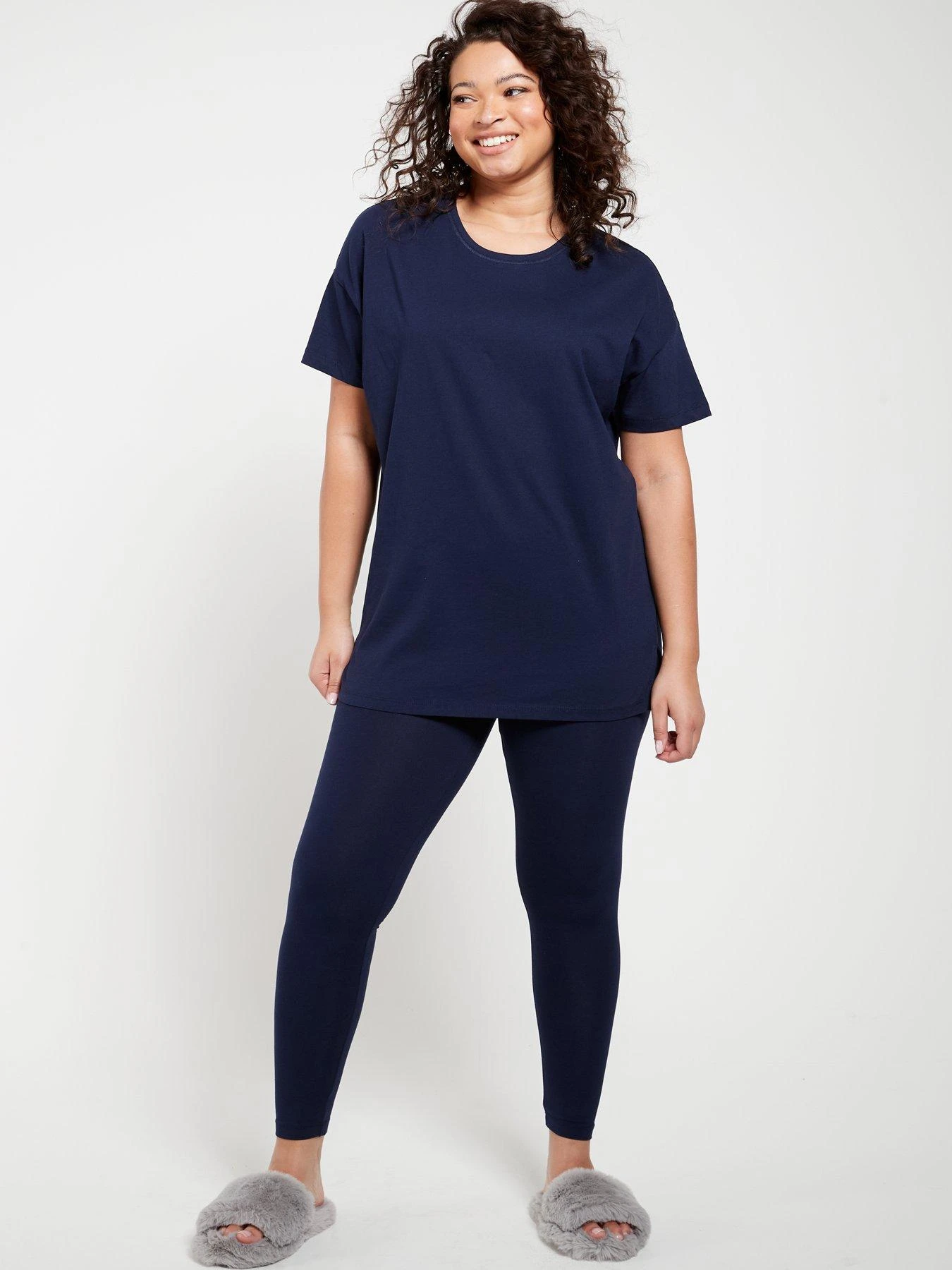 Everyday Longline T-shirt & Legging Lounge Pyjamas - Navy 7 Everyday Longline T-shirt & Legging Lounge Pyjamas - Navy - Image 5