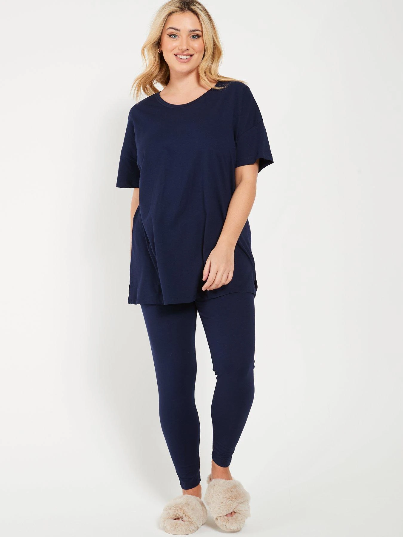 Everyday Longline T-shirt & Legging Lounge Pyjamas - Navy 8 Everyday Longline T-shirt & Legging Lounge Pyjamas - Navy - Image 6