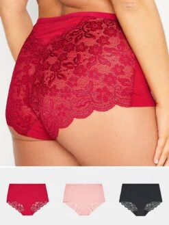 Yours 3pk Lace Back Full Briefs