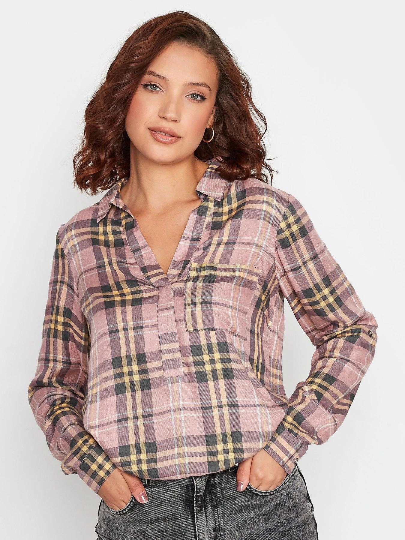 Long Tall Sally Check Overhead Shirt - Pink 4 Long Tall Sally Check Overhead Shirt - Pink - Image 2