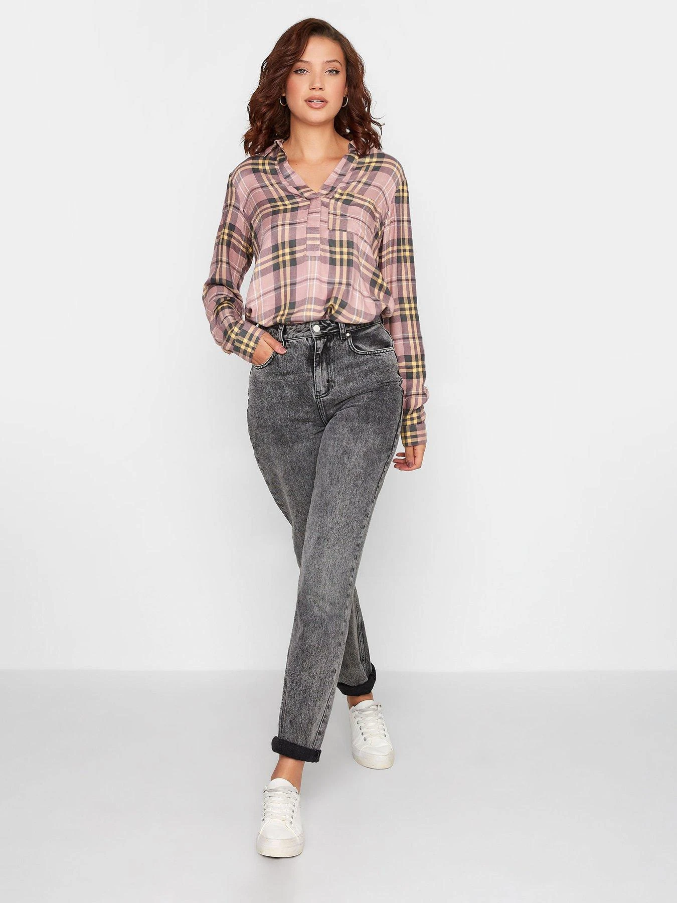 Long Tall Sally Check Overhead Shirt - Pink 5 Long Tall Sally Check Overhead Shirt - Pink - Image 3