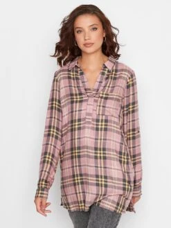 Long Tall Sally Check Overhead Shirt - Pink 9 Long Tall Sally Check Overhead Shirt - Pink -RIVE IS Clothing Shop V583G SQ4 0000000063 PINK MDd