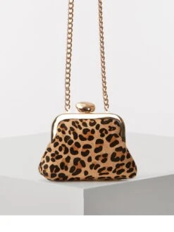 Luella Grey Eliza Mini Cow Hide Frame Purse Bag - Leopard