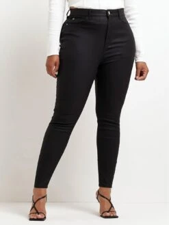 RI Plus Plus High Rise Skinny Brando Coated Jean-black