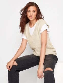 Long Tall Sally Neutral Chunky Knitted Vest