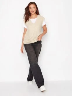 Long Tall Sally Neutral Chunky Knitted Vest 8 Long Tall Sally Neutral Chunky Knitted Vest -RIVE IS Clothing Shop V68RR SQ3 0000000003 NATURAL MDo