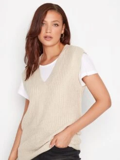 Long Tall Sally Neutral Chunky Knitted Vest 9 Long Tall Sally Neutral Chunky Knitted Vest -RIVE IS Clothing Shop V68RR SQ4 0000000003 NATURAL MDd