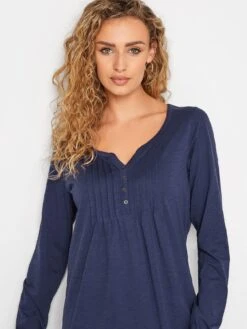 Long Tall Sally Navy Ls Pintuck Henley Tshirt -RIVE IS Clothing Shop V68WN SQ4 0000000048 NAVY MDd