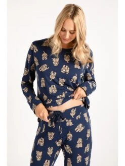 CHELSEA PEERS Maternity Long Crew Navy Cockapoo Printed Set - Navy -RIVE IS Clothing Shop V6A3B SQ5 0000000048 NAVY MDd1