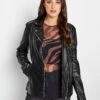 Long Tall Sally Faux Leather Biker Jacket - Black -RIVE IS Clothing Shop V7KCS SQ1 0000000004 BLACK MDf