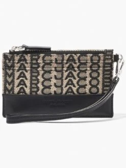MARC JACOBS Monogram Top Zip Wristlet Wallet - Beige Multi