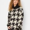 Long Tall Sally Dogstooth Roll Neck Jumper - Black