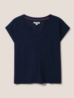 White Stuff Nelly Notch Neck Tee - Dark Navy -RIVE IS Clothing Shop VA88D SQ4 0000000020 BLUE MDd