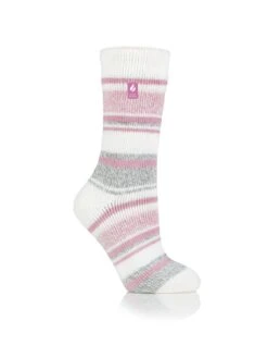 Heat Holders Palma Core Multi Stripe Socks - Ivory