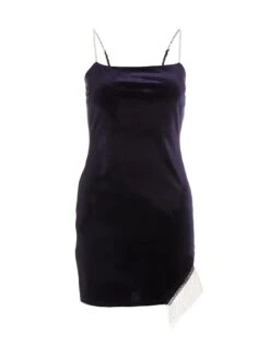 Quiz Petite Velvet Diamante Trim Mini Dress - Blue -RIVE IS Clothing Shop VB8XM SQ4 0000000020 BLUE MDd