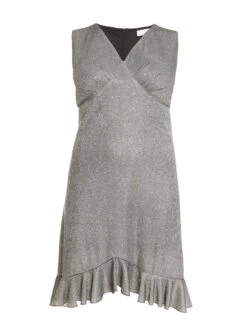 Quiz Curve Curve Curve Bodycon Frill Midi Dress - Silver -RIVE IS Clothing Shop VB8XN SQ4 0000000035 SILVER MDd
