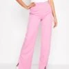 Long Tall Sally Pink Split Detail Wide Leg Trousers