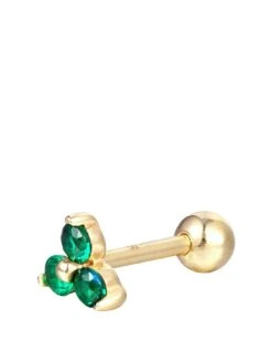 Seol + Gold 18ct Gold Plated Sterling Silver Triple Emerald CZ Stud