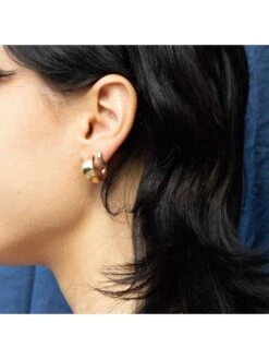 Seol + Gold 18ct Gold Plated Sterling Silver Chunky Half Hoop Studs 10 Seol + Gold 18ct Gold Plated Sterling Silver Chunky Half Hoop Studs -RIVE IS Clothing Shop VC6IH SQ4 0000002256 YELLOW GOLD SLd1