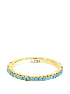 Seol + Gold 18ct Gold Plated Sterling Silver Turquoise Eternity Ring