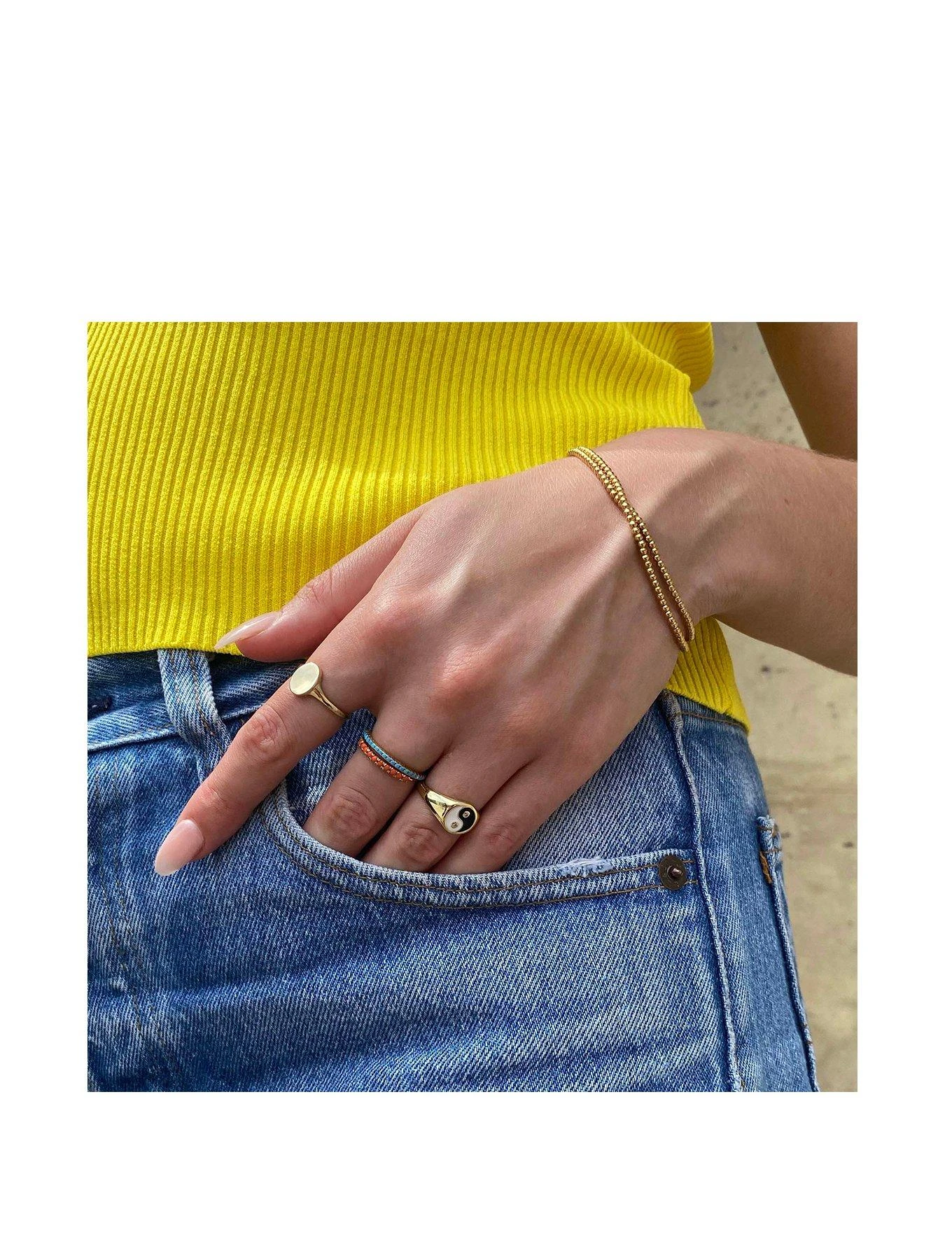 Seol + Gold 18ct Gold Plated Sterling Silver Turquoise Eternity Ring 4 Seol + Gold 18ct Gold Plated Sterling Silver Turquoise Eternity Ring - Image 2