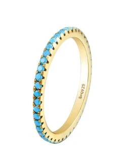 Seol + Gold 18ct Gold Plated Sterling Silver Turquoise Eternity Ring 9 Seol + Gold 18ct Gold Plated Sterling Silver Turquoise Eternity Ring -RIVE IS Clothing Shop VC6N4 SQ3 0000002256 YELLOW GOLD SLs