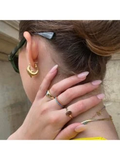 Seol + Gold 18ct Gold Plated Sterling Silver Turquoise Eternity Ring 10 Seol + Gold 18ct Gold Plated Sterling Silver Turquoise Eternity Ring -RIVE IS Clothing Shop VC6N4 SQ4 0000002256 YELLOW GOLD SLd