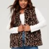 V By Very Curve Faux Fur Animal Print Gilet - Brown -RIVE IS Clothing Shop VDXBQ SQ1 0000000143 BROWN MDf