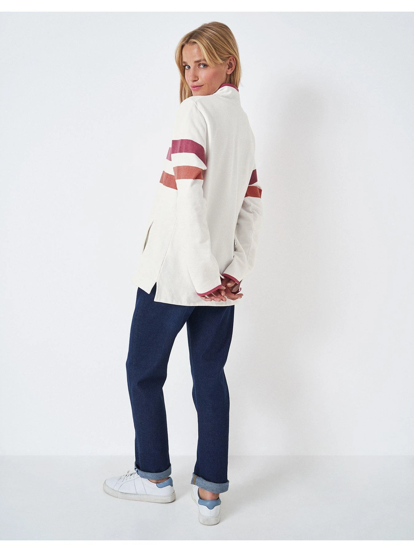 Crew Clothing Padstow Pique Sweatshirt - White 4 Crew Clothing Padstow Pique Sweatshirt - White - Image 2