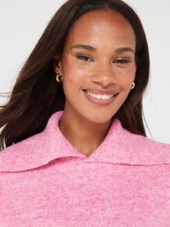 V By Very Collar Deep Hem Jumper -RIVE IS Clothing Shop VEC1W SQ5 0000000063 PINK MDd1