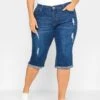 Yours Distressed Denim Jean Capri Shorts - Blue 2 Yours Distressed Denim Jean Capri Shorts - Blue -RIVE IS Clothing Shop VEJD9 SQ1 0000000020 BLUE MDf