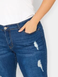 Yours Distressed Denim Jean Capri Shorts - Blue 7 Yours Distressed Denim Jean Capri Shorts - Blue -RIVE IS Clothing Shop VEJD9 SQ4 0000000020 BLUE MDd