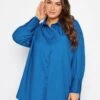 Yours Oversized Poplin Shirt Blue