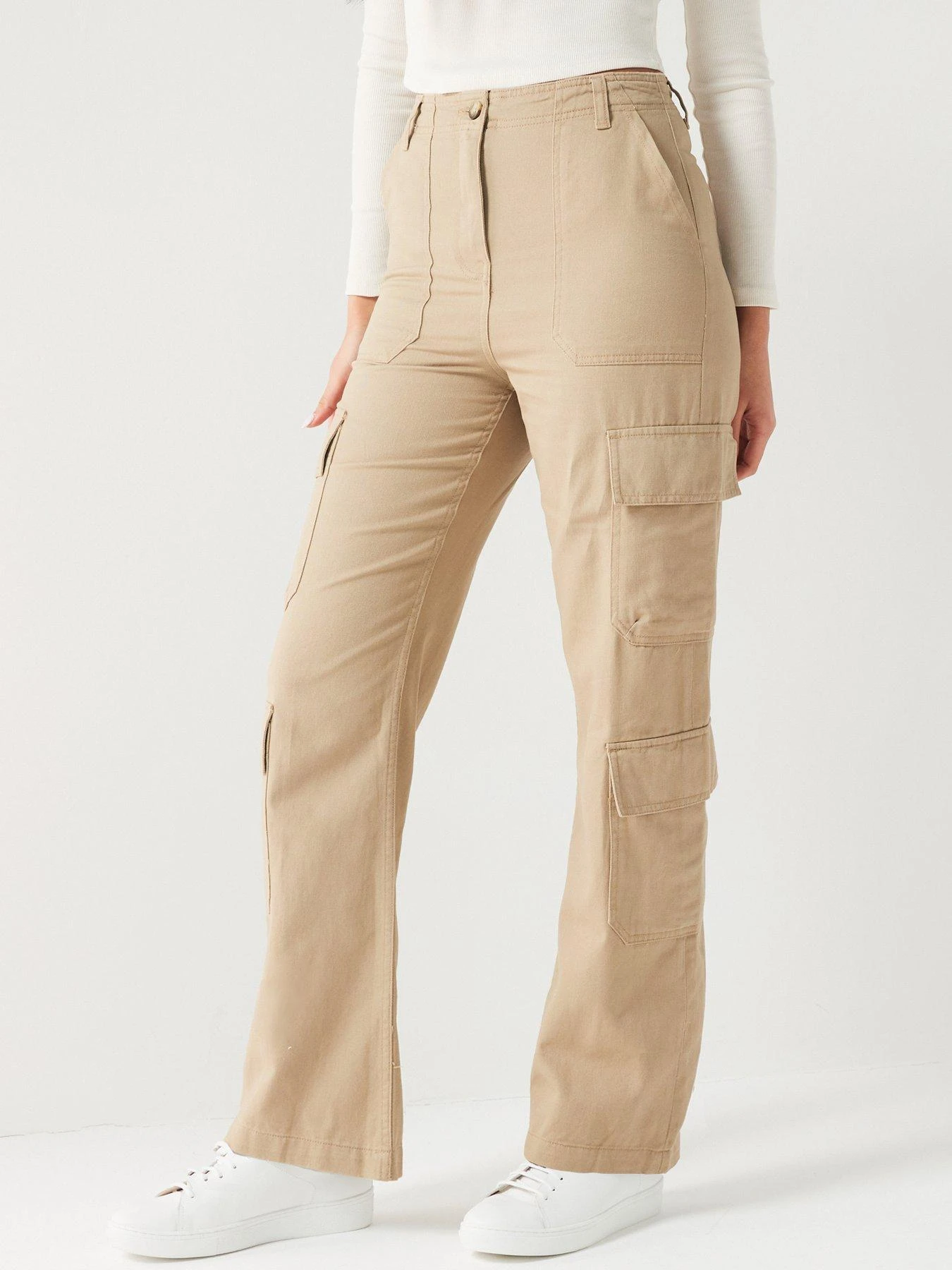 V By Very Utility Pocket Straight Leg Trousers - Beige 3 V By Very Utility Pocket Straight Leg Trousers - Beige