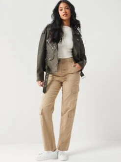 V By Very Utility Pocket Straight Leg Trousers - Beige 10 V By Very Utility Pocket Straight Leg Trousers - Beige -RIVE IS Clothing Shop VETEV SQ3 0000000108 BEIGE MDo