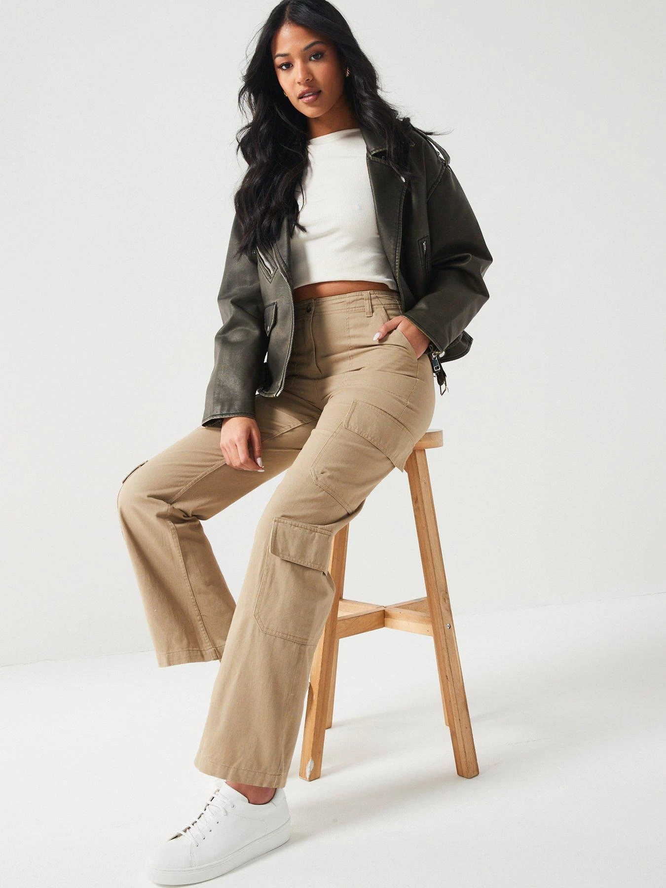 V By Very Utility Pocket Straight Leg Trousers - Beige 7 V By Very Utility Pocket Straight Leg Trousers - Beige - Image 5